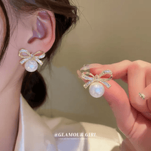 Bow Accent Pearl Drop Earrings