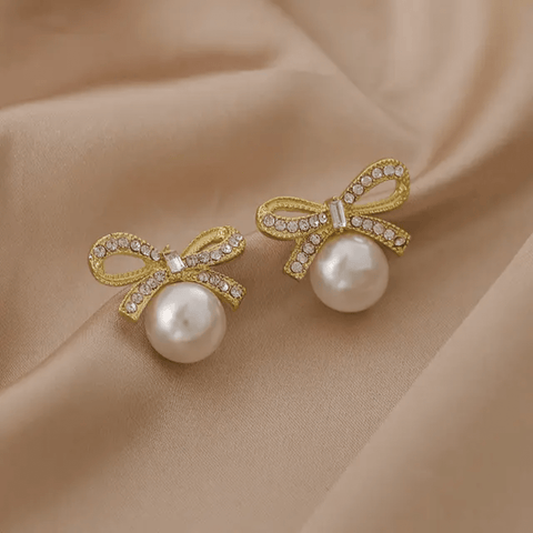 Bow Accent Pearl Drop Earrings