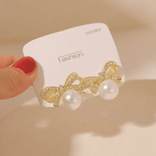 Bow Accent Pearl Drop Earrings