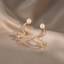 Elegant Wave Pearl Ear Climbers