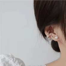 Elegant Wave Pearl Ear Climbers