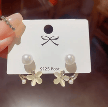 Floral Pearl Hoop Earrings