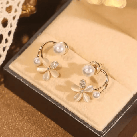 Floral Pearl Hoop Earrings