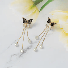 Butterfly Dangle Earrings with Pearls