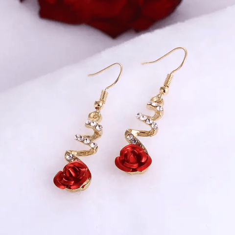 Spiral Rose Drop Earrings