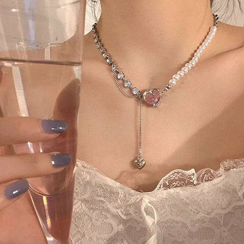 Romantic Heart Charm Layered Necklace