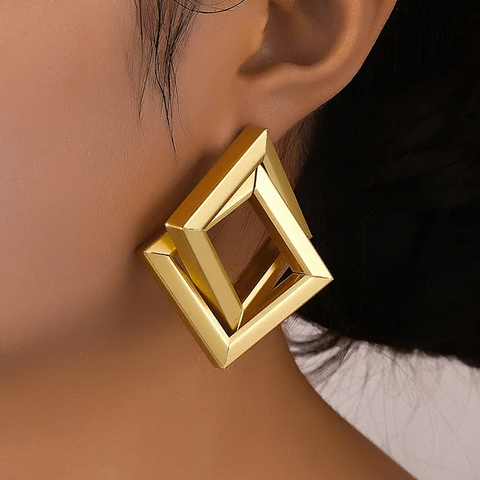 Bold Geometric Square Earrings
