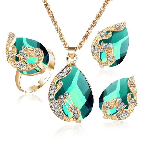 Elegant Teardrop Filigree Jewelry Set
