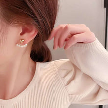 Heart and Pearl Ear Jacket Earrings