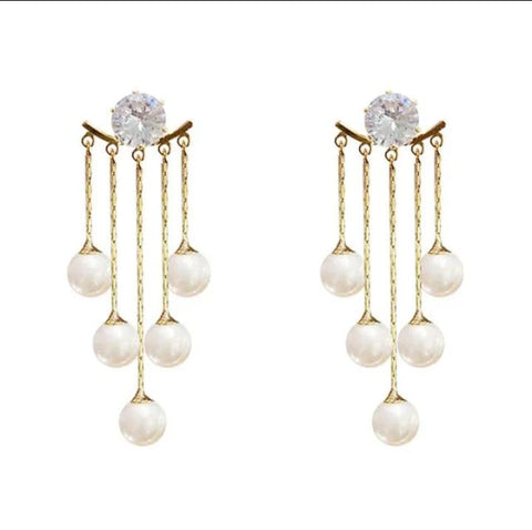 Elegant Cascading Pearl Drop Earrings