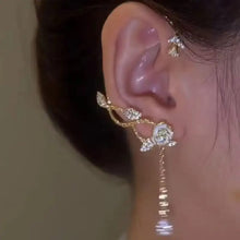 Floral Vine Ear Cuffs with Dangling Chain