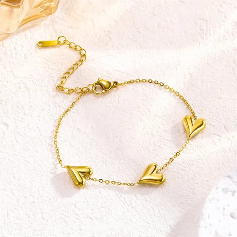 Triple Heart Charm Bracelet