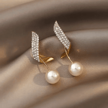 Elegant Curve Pearl Drop Earrings