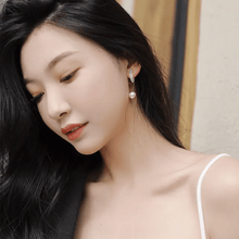 Elegant Curve Pearl Drop Earrings