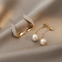 Elegant Curve Pearl Drop Earrings