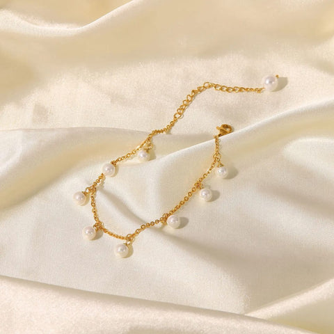 Dainty Pearl Charm Anklet