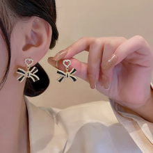 Heart and Bow Dangle Earrings