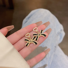 Heart and Bow Dangle Earrings