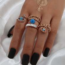 Boho Evil Eye Charm Ring Set