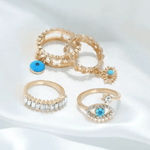 Boho Evil Eye Charm Ring Set