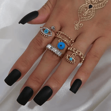 Boho Evil Eye Charm Ring Set