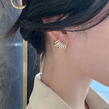 Fan Shaped Pave Stud Earrings
