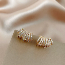 Fan Shaped Pave Stud Earrings