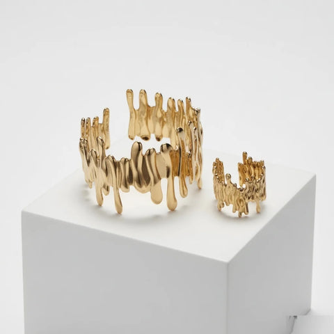 Organic Flow Statement Cuff and Ring Set