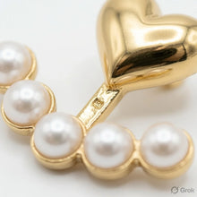 Gold Heart Shape Stud Earring with Pearls