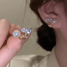Elegant Triple Stone Arc Earrings