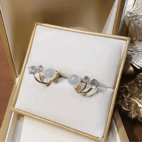 Elegant Triple Stone Arc Earrings