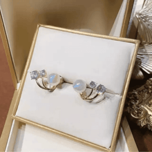 Elegant Triple Stone Arc Earrings