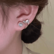 Elegant Triple Stone Arc Earrings