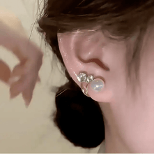 Elegant Triple Stone Arc Earrings