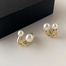 Double Hoop Pearl Stud Earrings