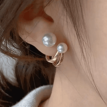 Double Hoop Pearl Stud Earrings
