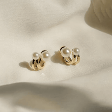 Double Hoop Pearl Stud Earrings