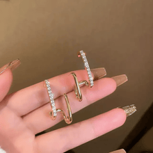 Sleek Pave Open Hoop Earrings