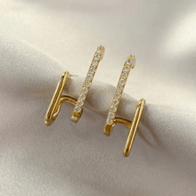 Sleek Pave Open Hoop Earrings