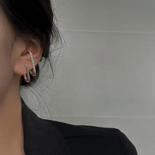 Sleek Pave Open Hoop Earrings