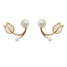 Floral Vine Pearl Stud Earrings