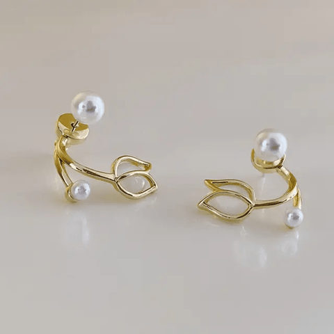 Floral Vine Pearl Stud Earrings