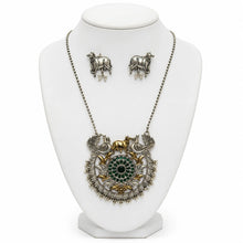 Peacock and Bull Motif Statement Necklace Set