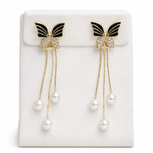 Butterfly Dangle Earrings with Pearl Accents