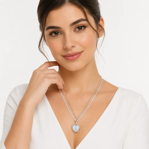 Crystal Heart Layered Necklace