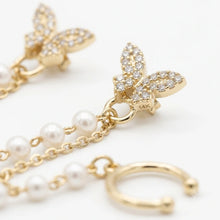 Pearl Cascade Butterfly Earrings