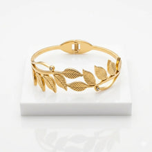 Leaf Motif Open Cuff Bracelet