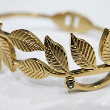 Leaf Motif Open Cuff Bracelet