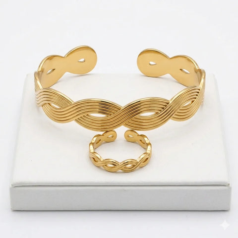 Twisted Wave Cuff and Ring Set