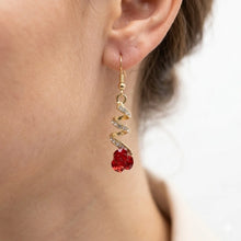 Golden With Red Pearl Chandelier Earrings